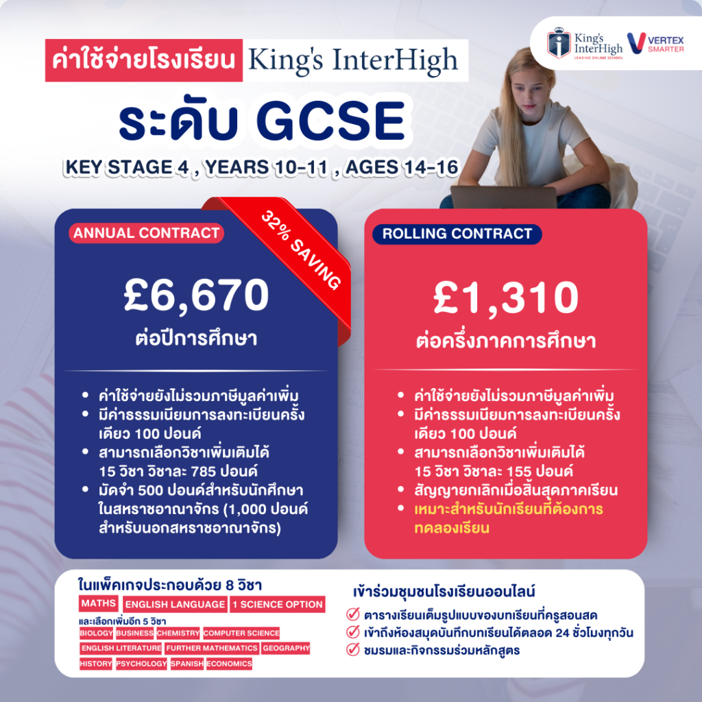 home school ค่าใช้จ่าย ระดับ GCSE home school ค่าใช้จ่าย