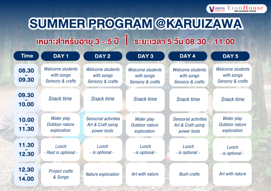SUMMER PROGRAM @Karuizawa table 2